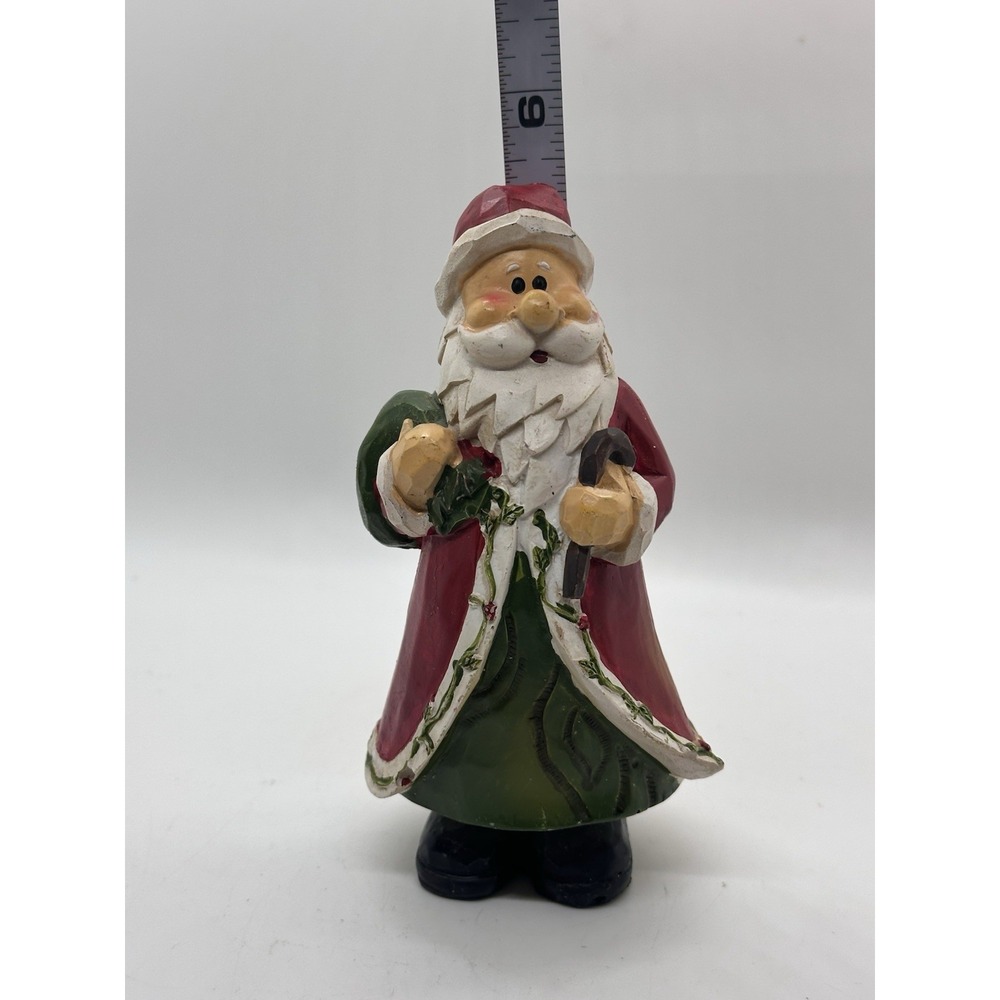 Vintage Santa Claus Figurine Hand Painted Christmas Decor 5.5" Resin